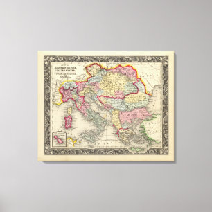 Map Of The Austrian Empire Canvas Print
