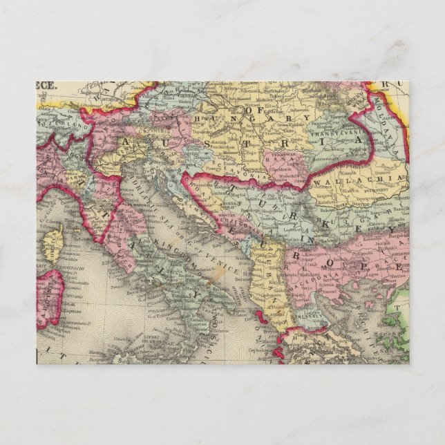 Map Of The Austrian Empire Postcard (Front)