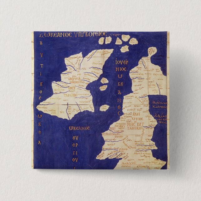 Map of the British Isles, from 'Geographia' 15 Cm Square Badge (Front)