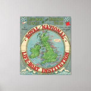 Map of the British Isles - Life-Boat Chart Canvas Print