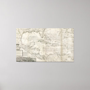 Map of the Caribbean   1715 Canvas Print