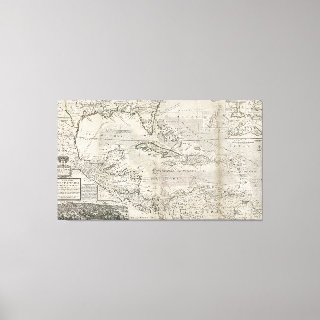 Map of the Caribbean | 1715 Canvas Print (Front)