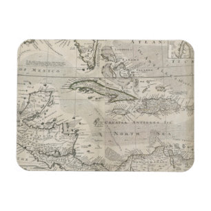 Map of the Caribbean 1715 Magnet