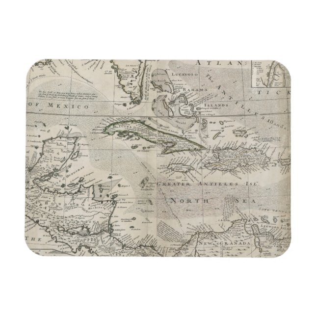 Map of the Caribbean | 1715 Magnet (Horizontal)