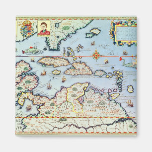 Map of the Caribbean islands Magnet