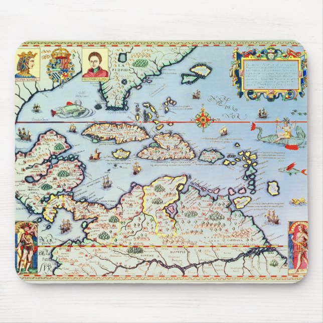 Map of the Caribbean islands Mouse Pad (Front)