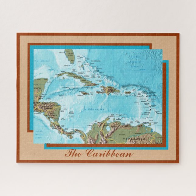 Map of The Caribbean Sea and Islands Jigsaw Puzzle (Horizontal)