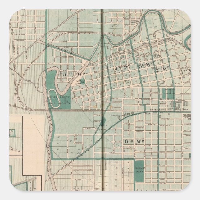 Map of the City of Fort Wayne with Cedarville Square Sticker (Front)