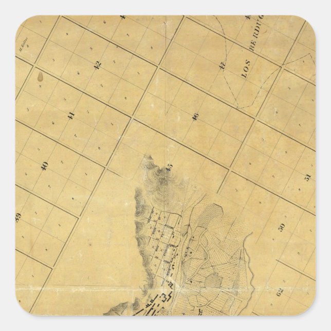 Map Of The City Of Los Angeles Square Sticker (Front)