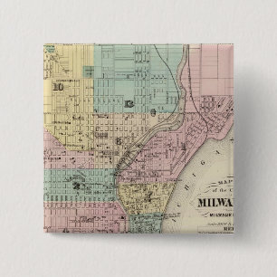 Map of the City of Milwaukee, Milwaukee Co 15 Cm Square Badge
