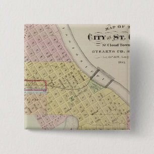 Map of the City of St. Cloud, Minnesota 15 Cm Square Badge