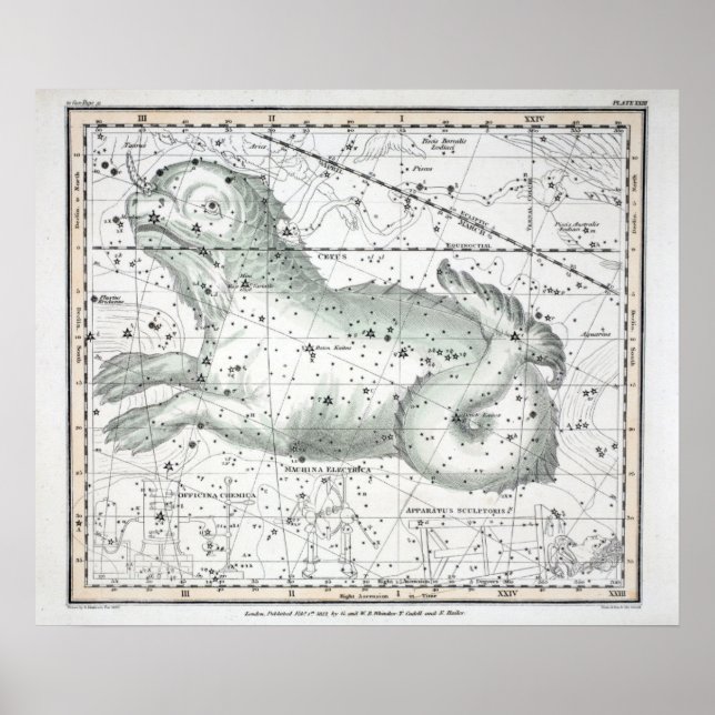 Map of The Constellations Plate XXIII Poster (Front)