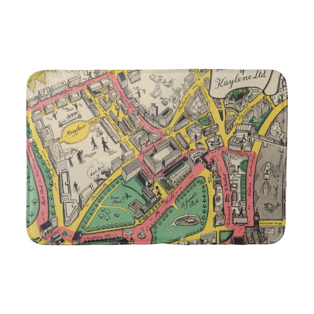 Map of the Coronation Route, London, England Bath Mat (Front)