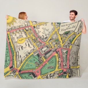 Map of the Coronation Route, London, England Fleece Blanket