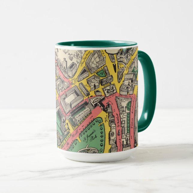 Map of the Coronation Route, London, England Mug (Front Right)