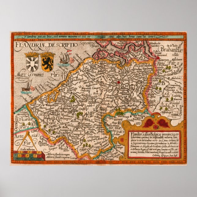 Map of the county of Flanders (1609) Poster (Front)
