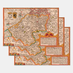 Map of the county of Flanders (1609) Wrapping Paper Sheet