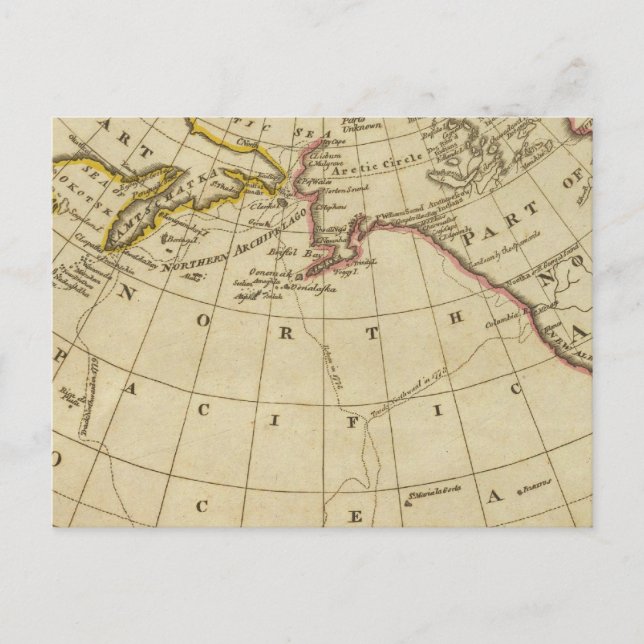 Map of the Discoveries made by Cook and Clerke Postcard (Front)