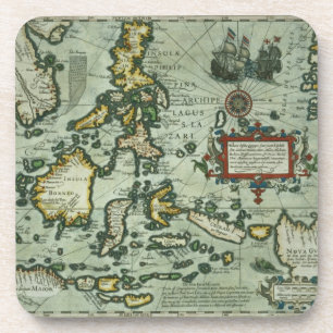 Map of the East Indies, pub. 1635 in Amsterdam (ha Coaster