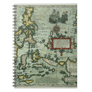 Map of the East Indies, pub. 1635 in Amsterdam (ha Spiral Notebook