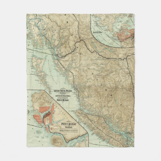 Map Of The Grand Trunk Pacific Railway Fleece Blanket (Front)