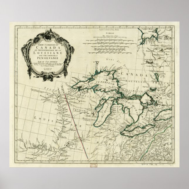Map of the Great Lakes Region, North America (1784 Poster (Front)