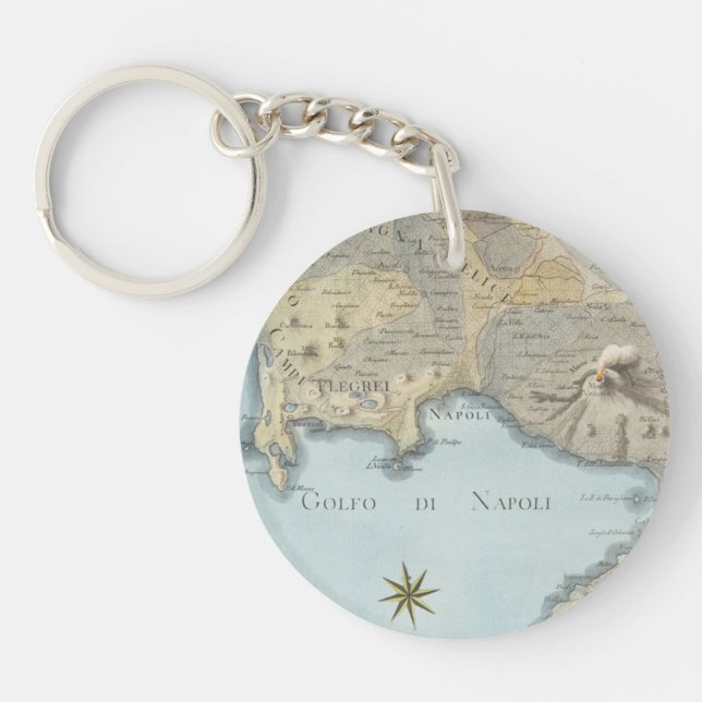 Map of the Gulf of Naples and Surrounding Area Key Ring (Front)