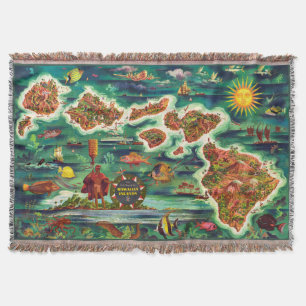 Map of the Hawaiian Islands Throw Blanket