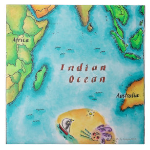 Map of the Indian Ocean Tile