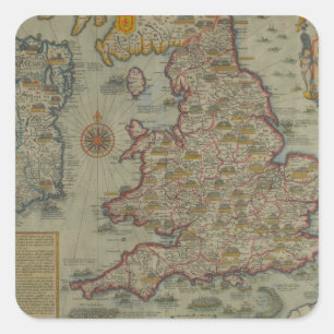 Map of The Invasions of England & Ireland Square Sticker