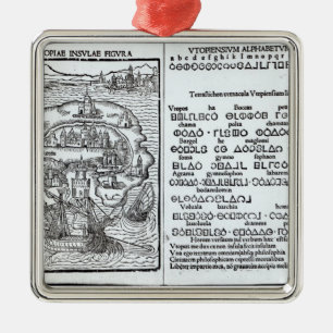 Map of the Island of Utopia and its Alphabet Metal Tree Decoration