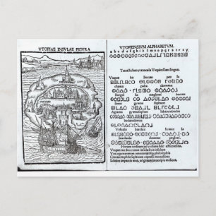 Map of the Island of Utopia and its Alphabet Postcard