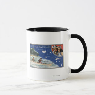 Map of the Islands, Natives in a Canoe Mug