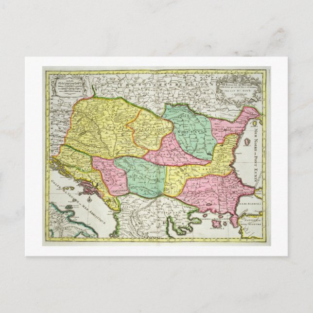 Map of the Kingdom of Hungary and the States which Postcard (Front)