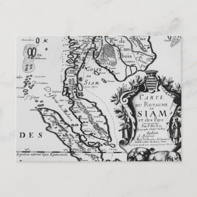 Map of the Kingdom of Siam Postcard (Front)