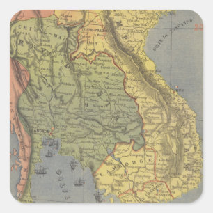 Map of the Kingdom of Siam Square Sticker