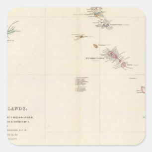 Map of The Leeward Islands Square Sticker