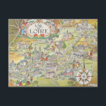Map of the Loire Valley of France Postcard<br><div class="desc">A vintage postcard map beautifully illustrates the Loire Valley of France and has been repurposed!</div>