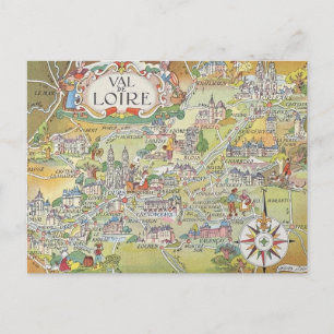 Map of the Loire Valley of France Postcard
