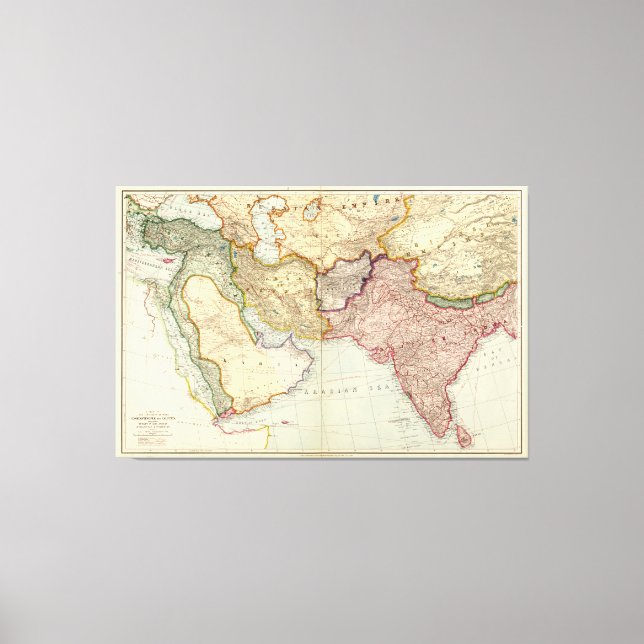 Map of the Middle East and South East Asia (1912) Canvas Print (Front)