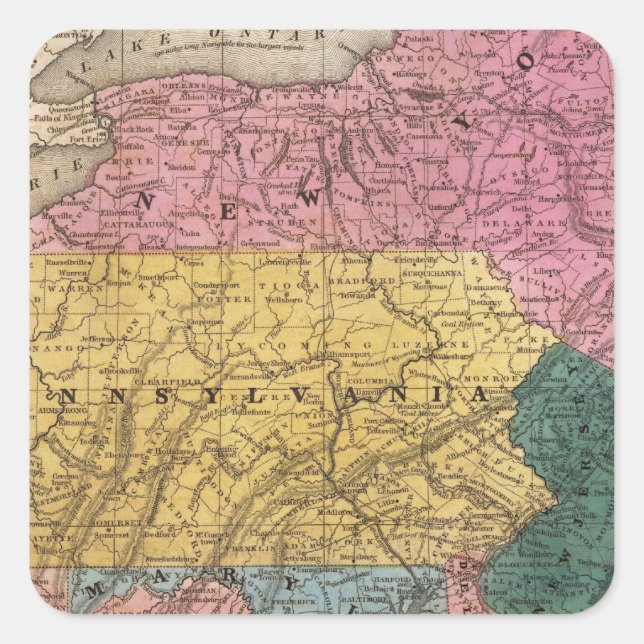 Map of the Middle States Square Sticker (Front)