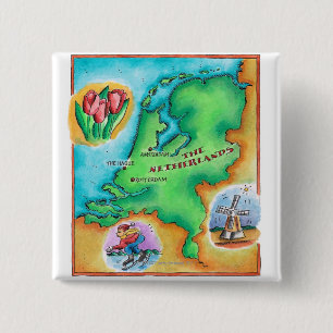 Map of the Netherlands 15 Cm Square Badge