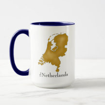 Map of the Netherlands in Gold with Black Text