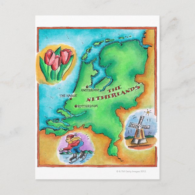 Map of the Netherlands Postcard (Front)