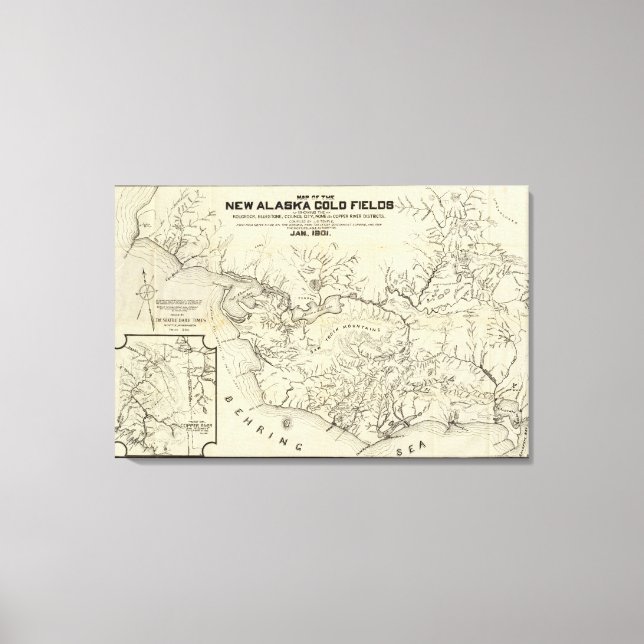 Map Of The New Alaska Gold Fields Canvas Print (Front)