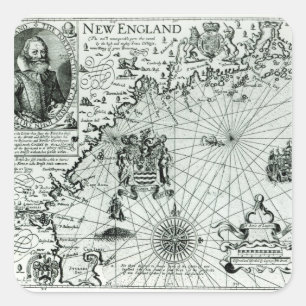 Map of the New England coastline Square Sticker