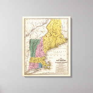 Map of the New England or Eastern States Canvas Print