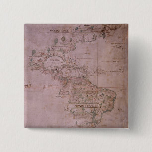 Map of the New World, c.1532 15 Cm Square Badge