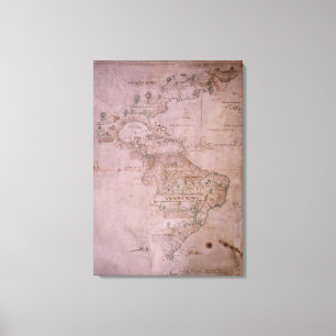 Map of the New World, c.1532 Canvas Print