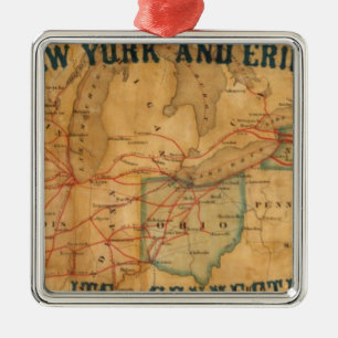 Map of the New York and Erie Rail Road Metal Tree Decoration